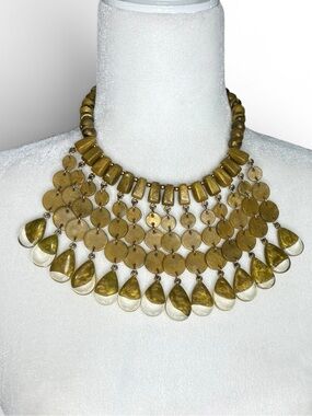Dominique Denaive Handcrafted French Resin Ornelia Bib Necklace